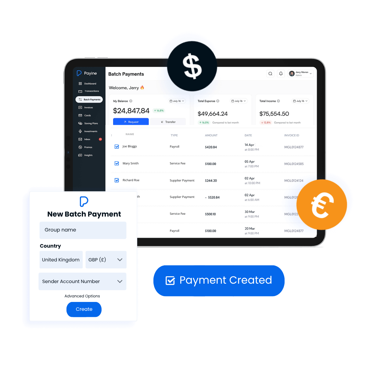 batch payment dashboard